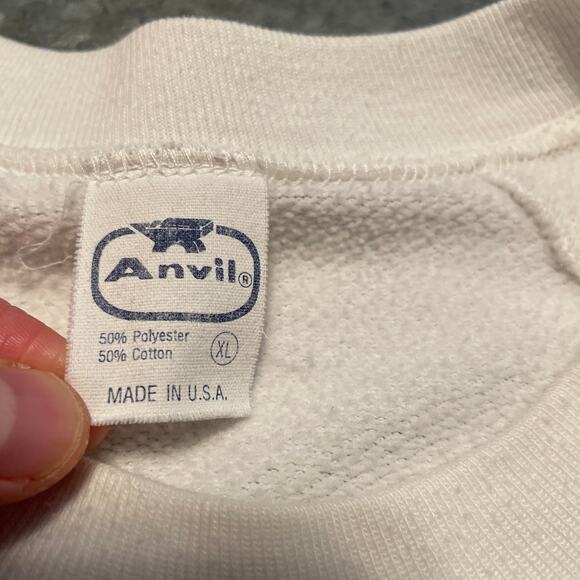 Vintage Bijan Men Logo Raglan Crewneck Sweatshirt XL USA Anvil Cologne Promo 80s - Picture 5 of 11